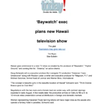 April Masini Ask April Baywatch Star Bulletin Baywatch exec plans new Hawaii television show 2000 06 16